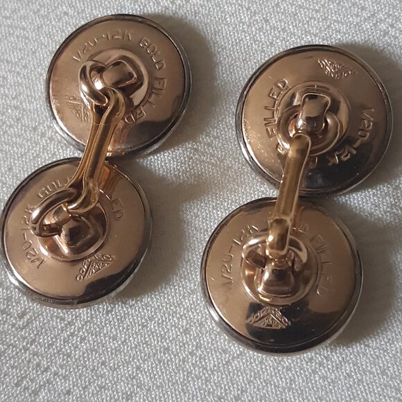 1930/40s Dolan & Bullock Art Deco Gold Filled MOP Cuff Link and Stud Set - Picture 13 of 16